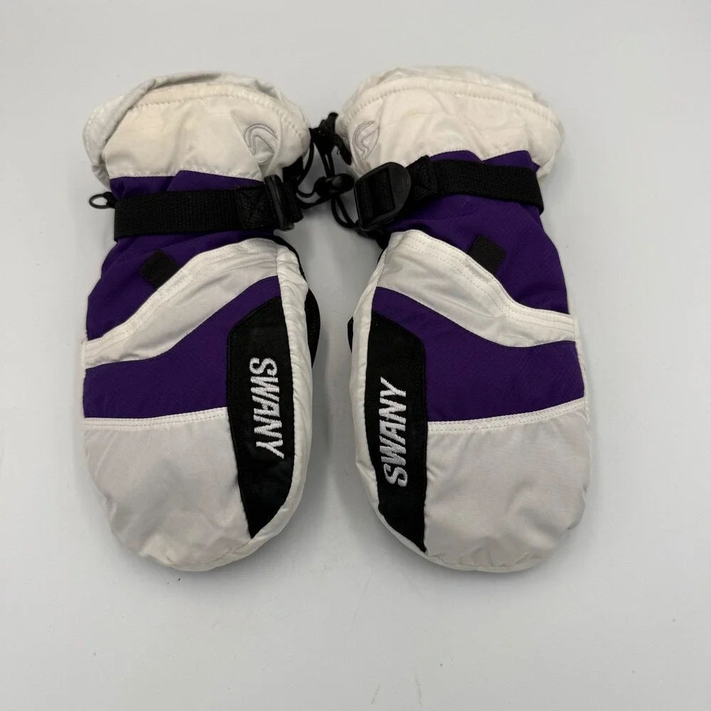 Swany Youth XL 11-12 Ski Mittens Purple White Black SX-66J Winter Snow Mitts